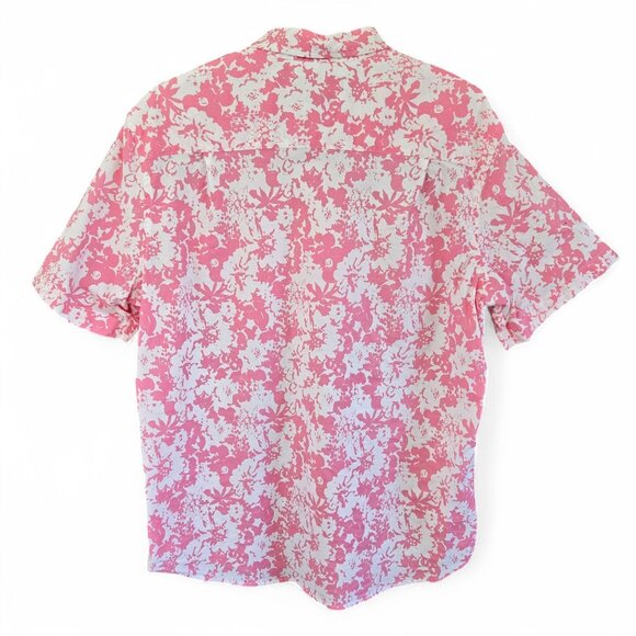 Crown & Ivy Mens Pink Floral Hawaiian Style Camp Shirt Short-Sleeve Large - Picture 2 of 9